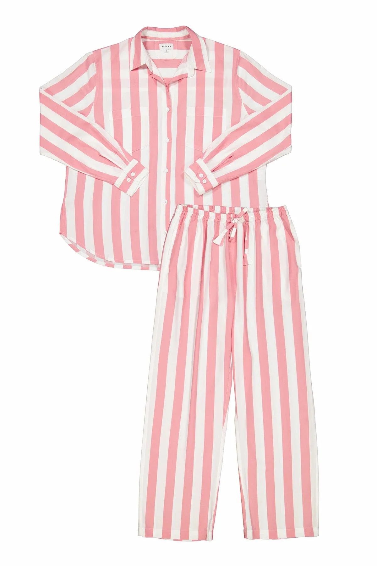 Marlon Long Sleep Set - Stripe - Peachy Pink