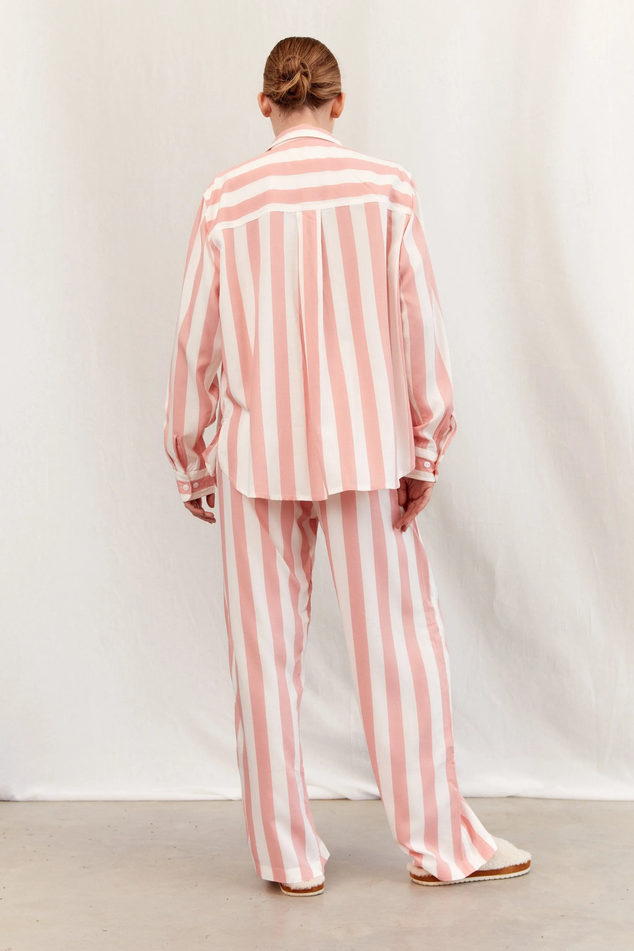 Marlon Long Sleep Set - Stripe - Peachy Pink