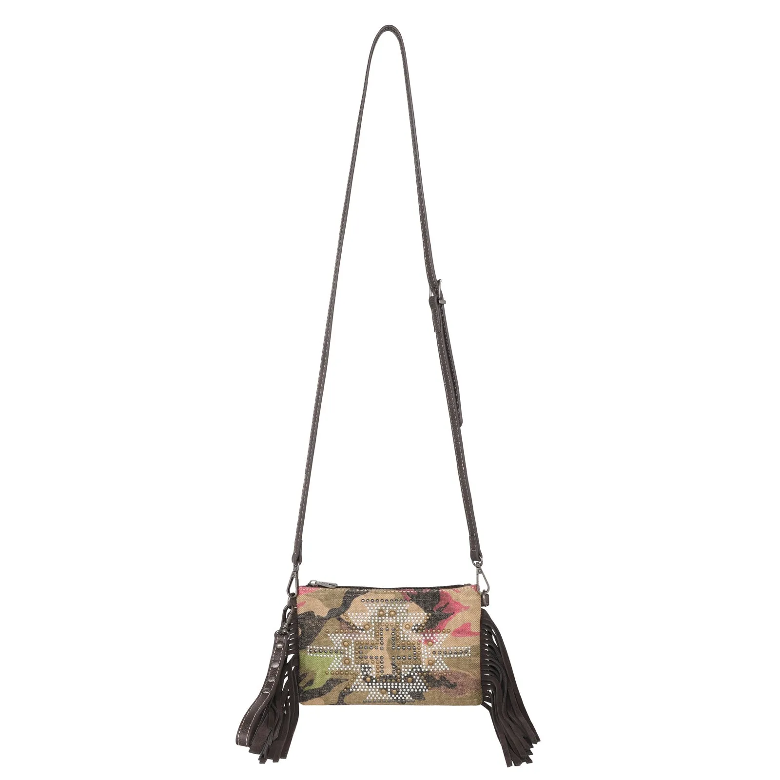 Montana West Aztec Camo Canvas Crossbody Wristlet