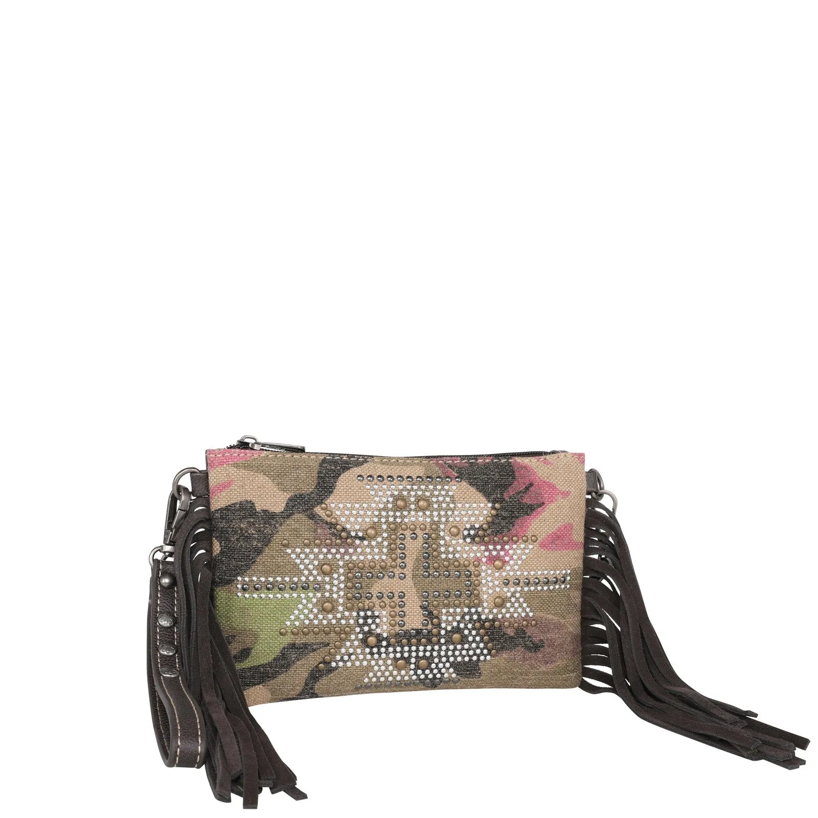 Montana West Aztec Camo Canvas Crossbody Wristlet