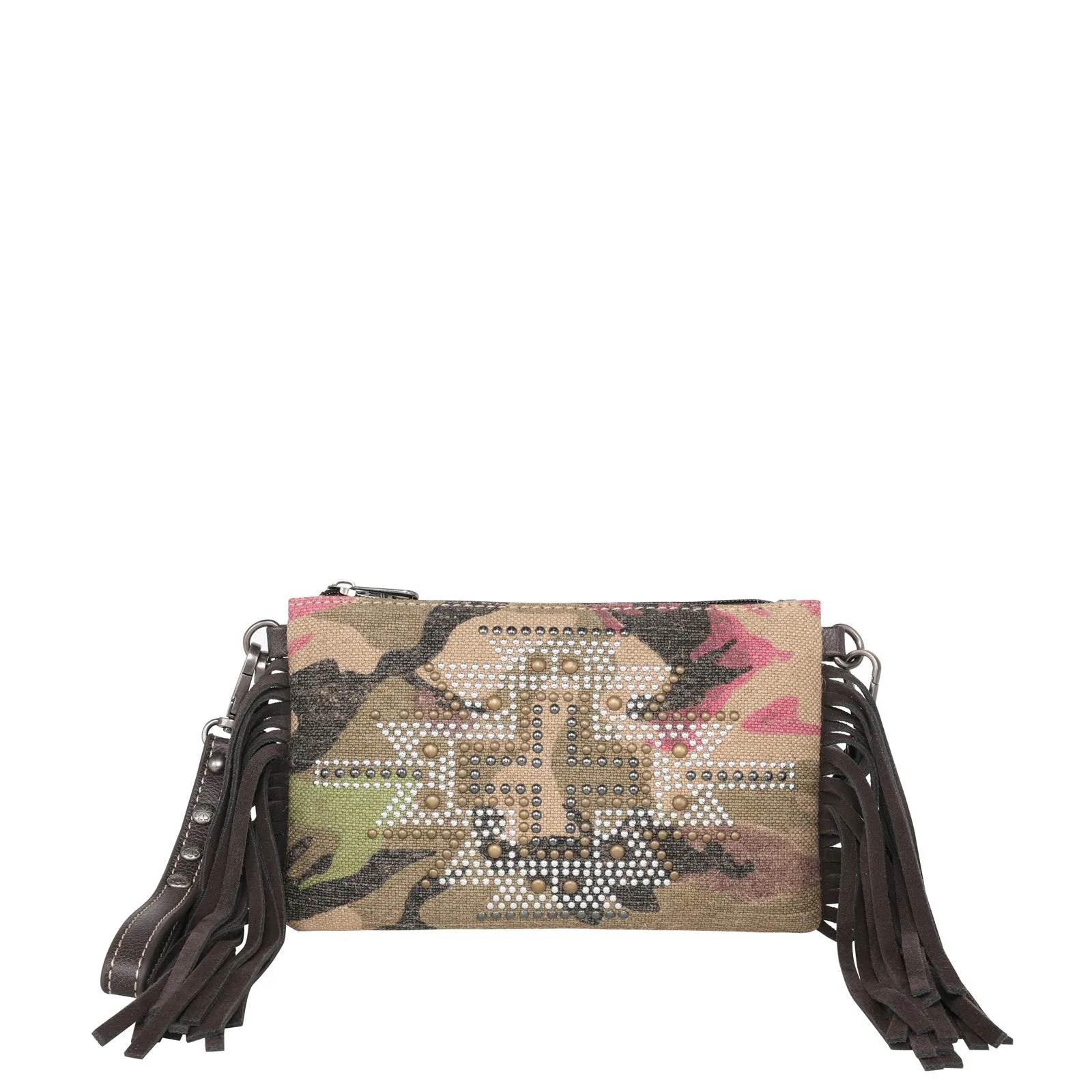 Montana West Aztec Camo Canvas Crossbody Wristlet