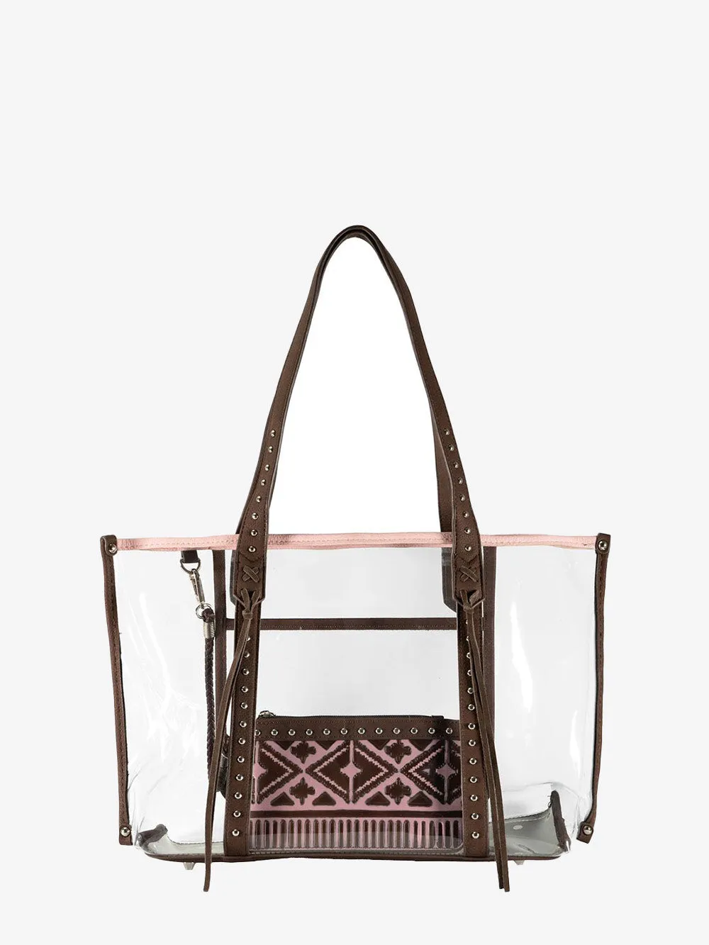 Montana West Aztec PVC Embossed Clear Tote Bag