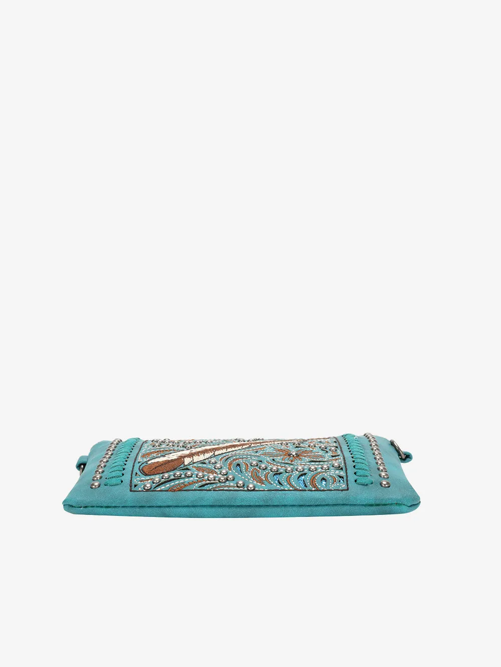 Montana West Cut-out Embroidered Feather Wristlet