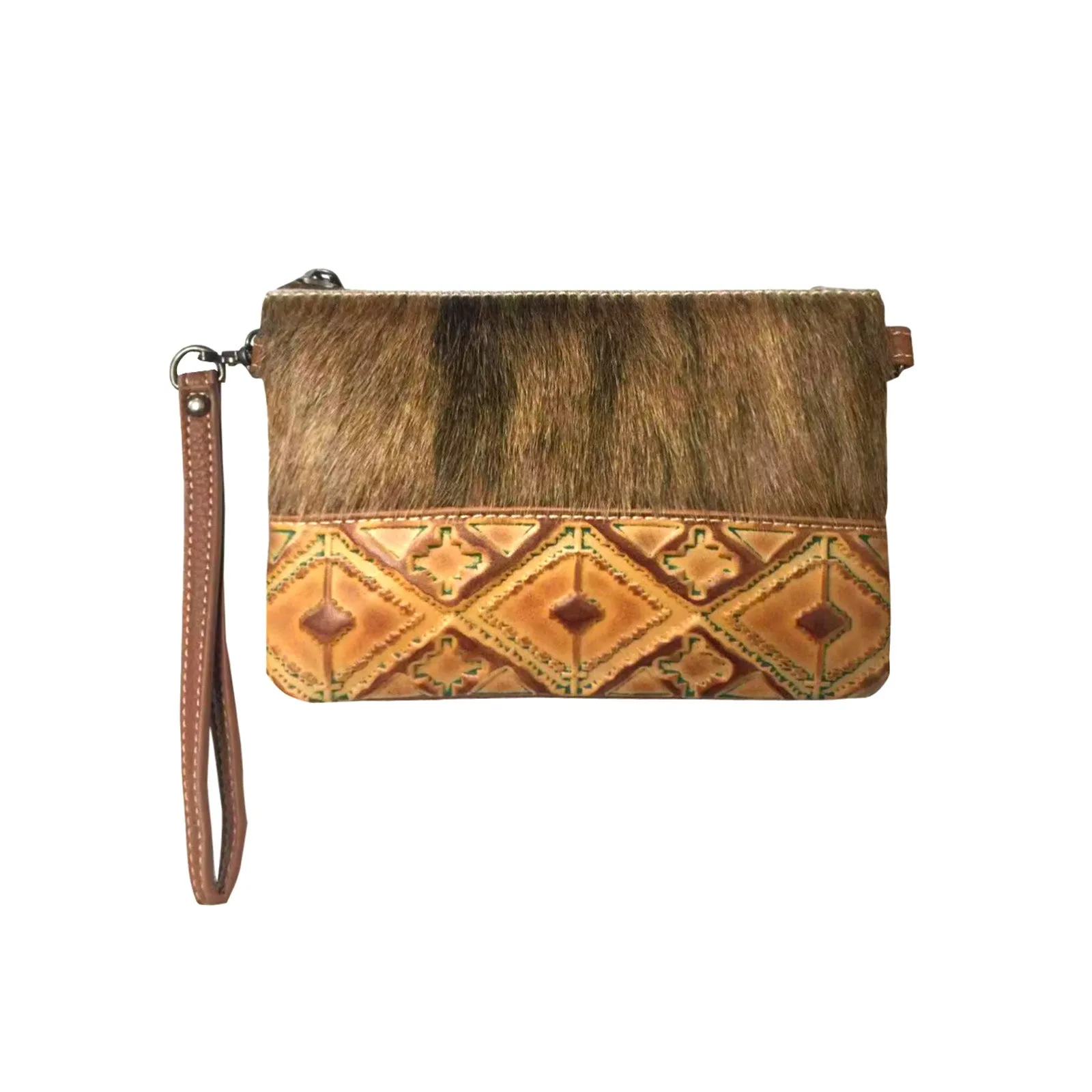 Montana West Hair-On Cowhide Aztec Crossbody Clutch