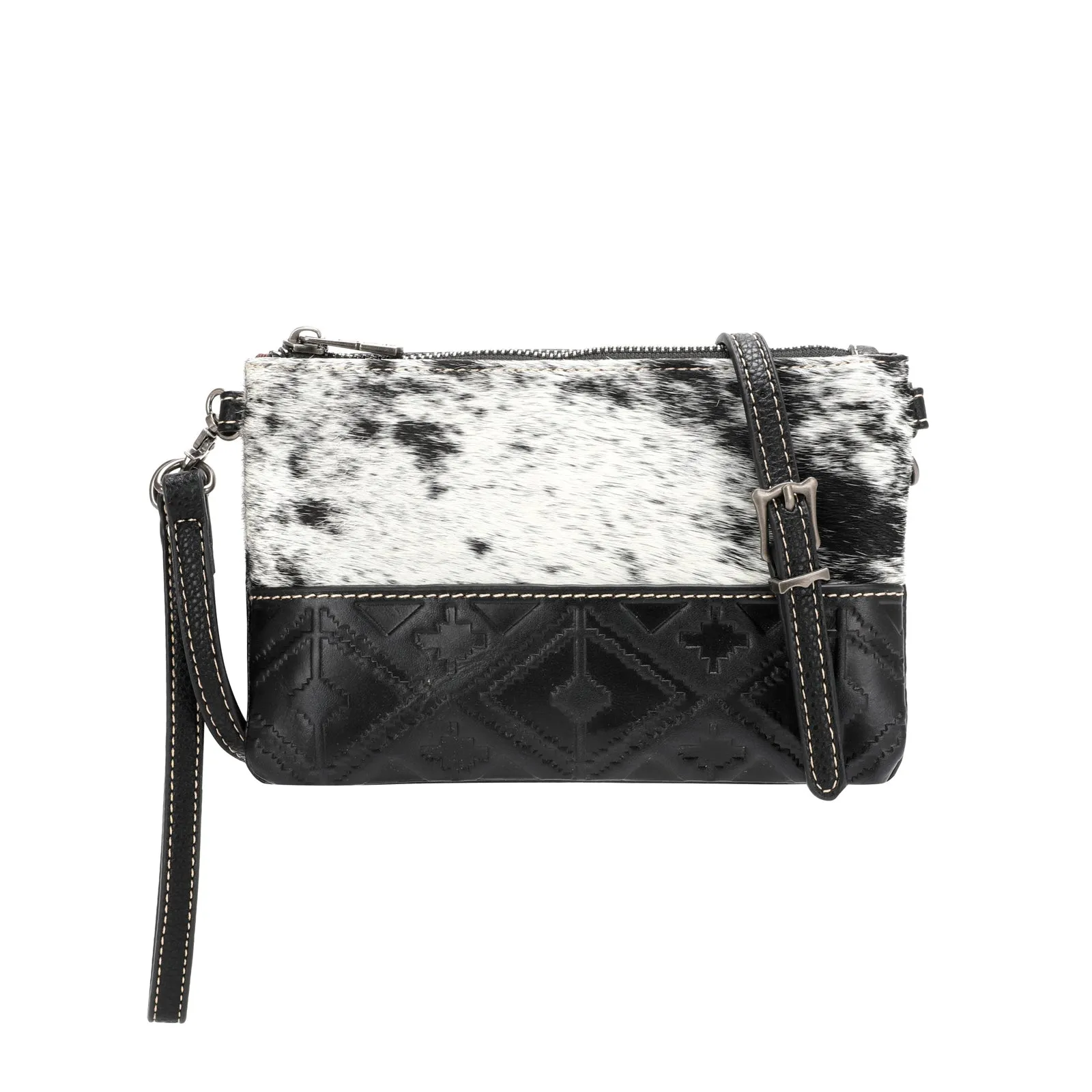 Montana West Hair-On Cowhide Aztec Crossbody Clutch