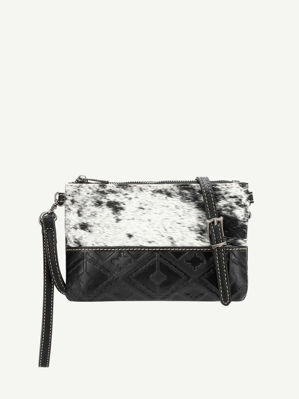 Montana West Hair-On Cowhide Aztec Crossbody Clutch