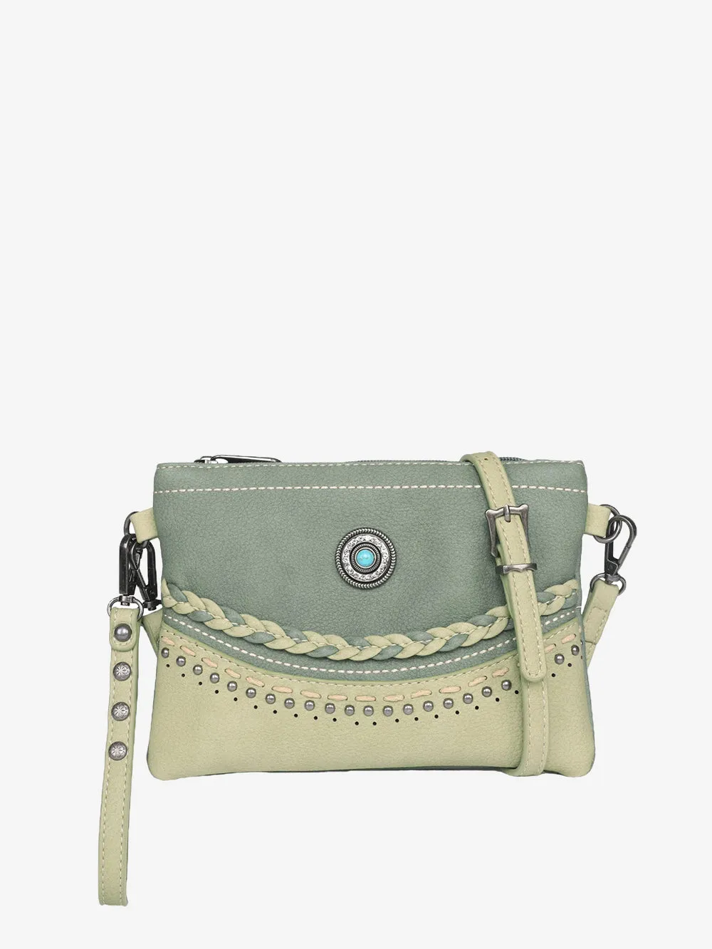 Montana West Stone Concho Crossbody Clutch