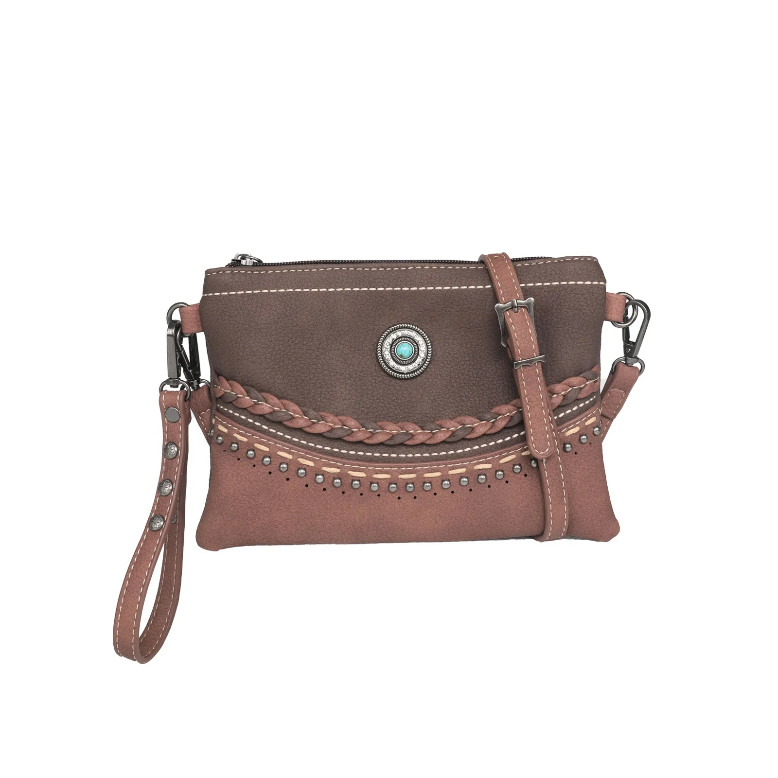 Montana West Stone Concho Crossbody Clutch