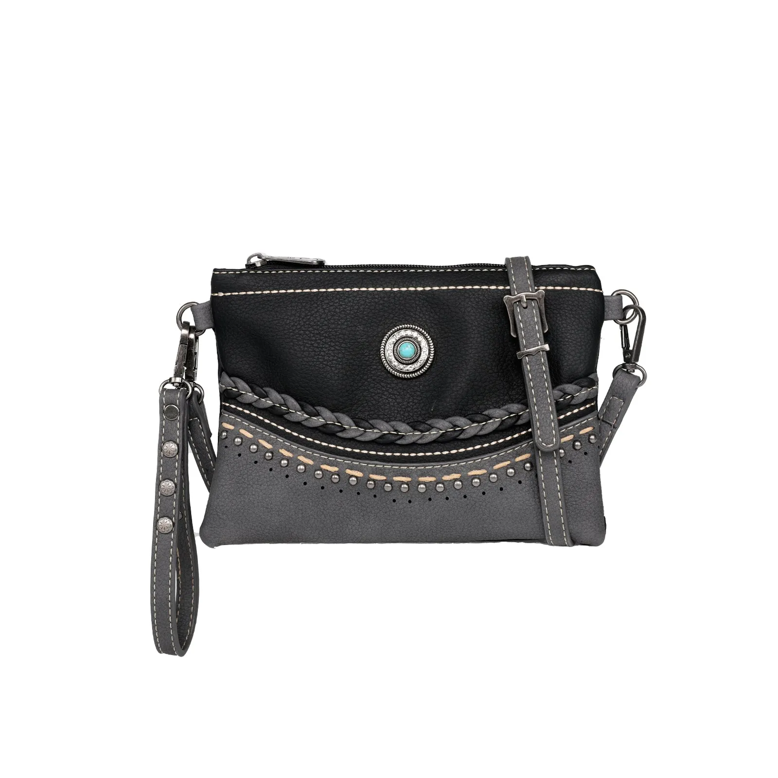 Montana West Stone Concho Crossbody Clutch