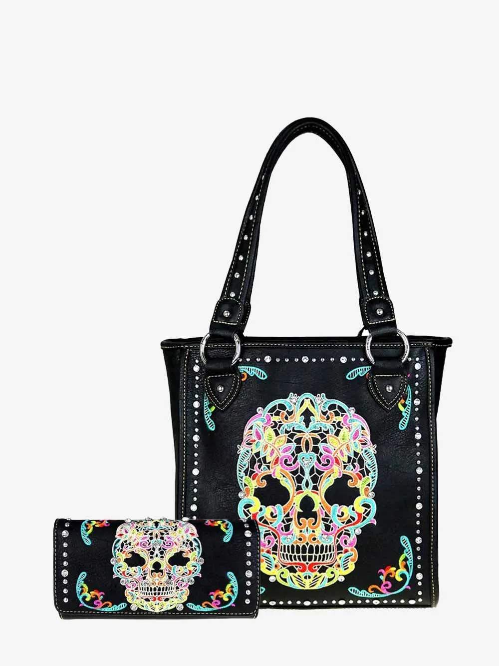 Montana West Sugar Skull Concealed Carry Tote Set