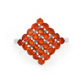 Natural Fire Opal Cluster Ring