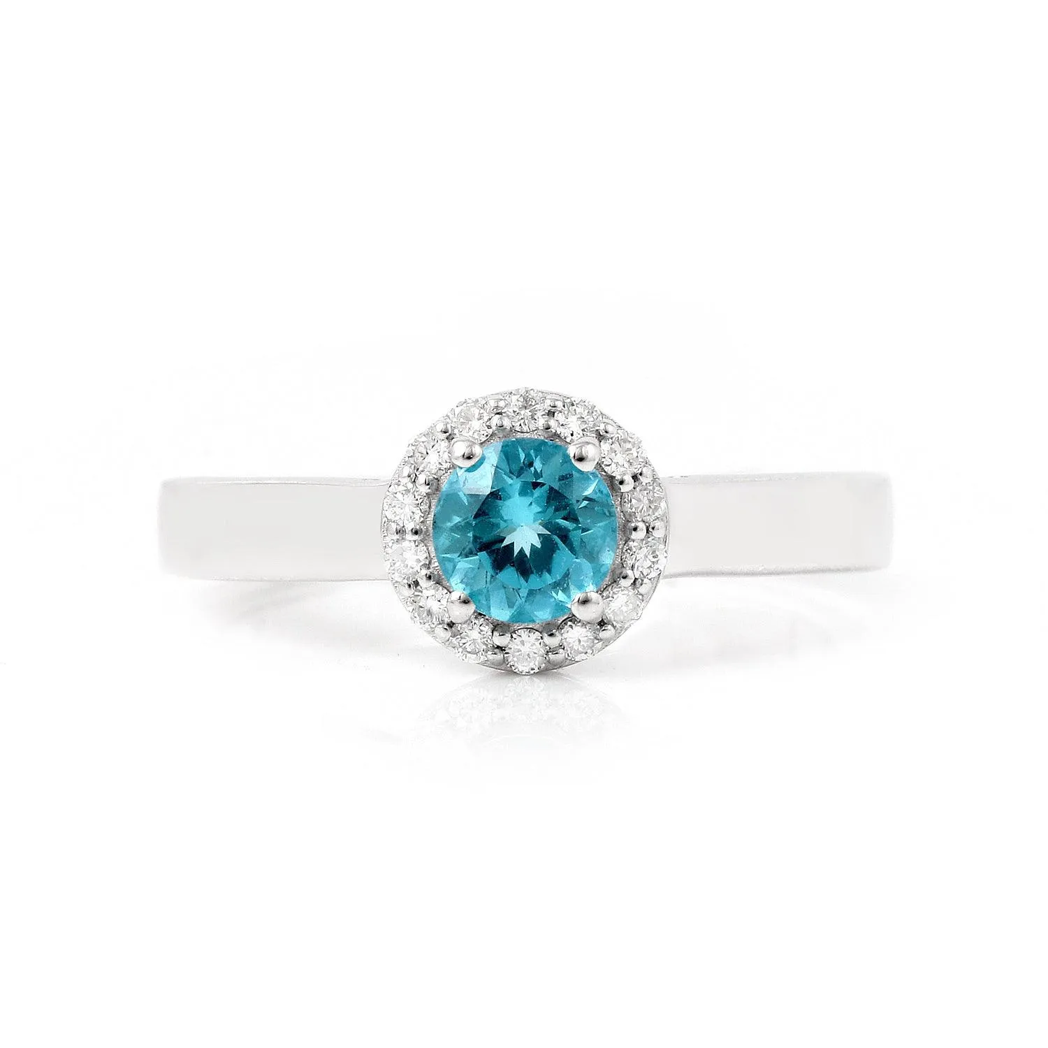 Natural Paraiba Apatite Round Halo Ring