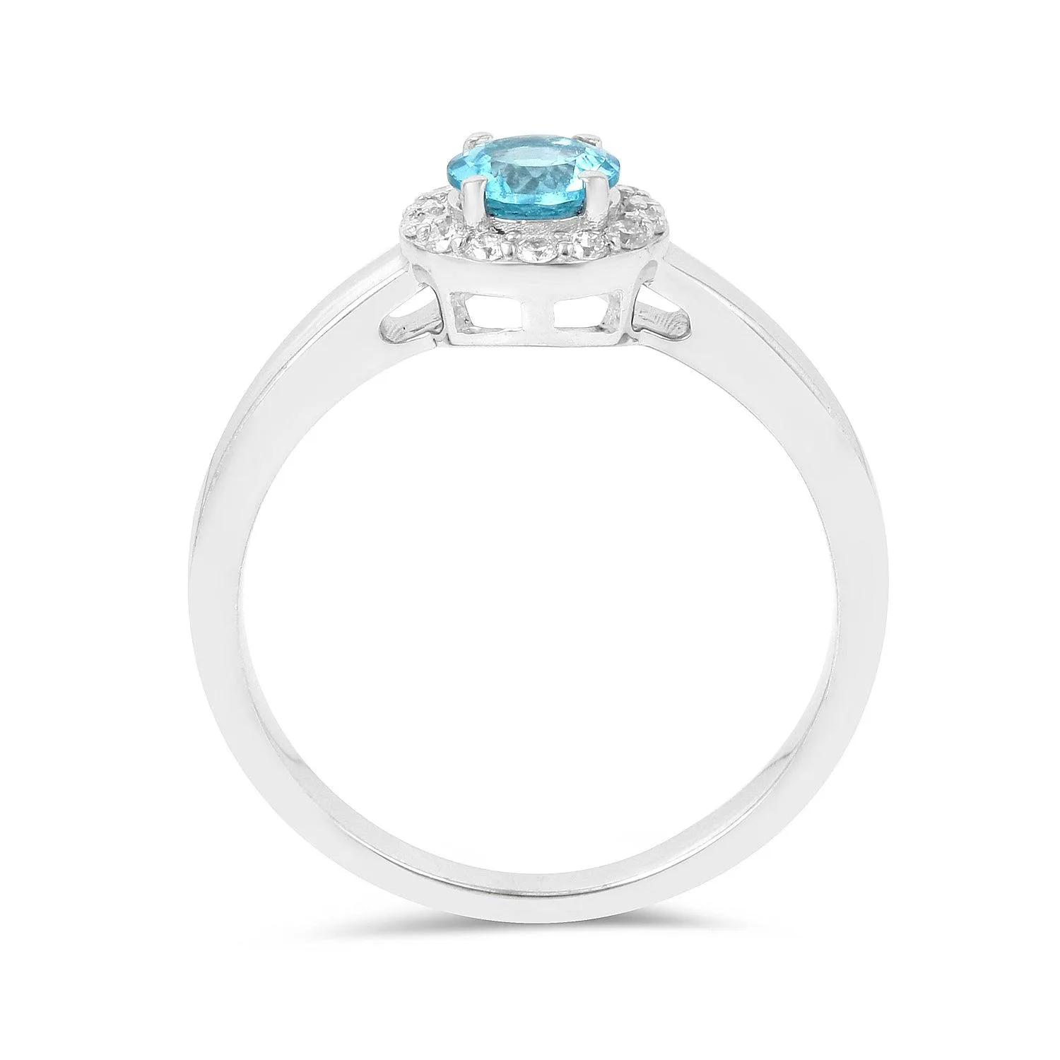 Natural Paraiba Apatite Round Halo Ring