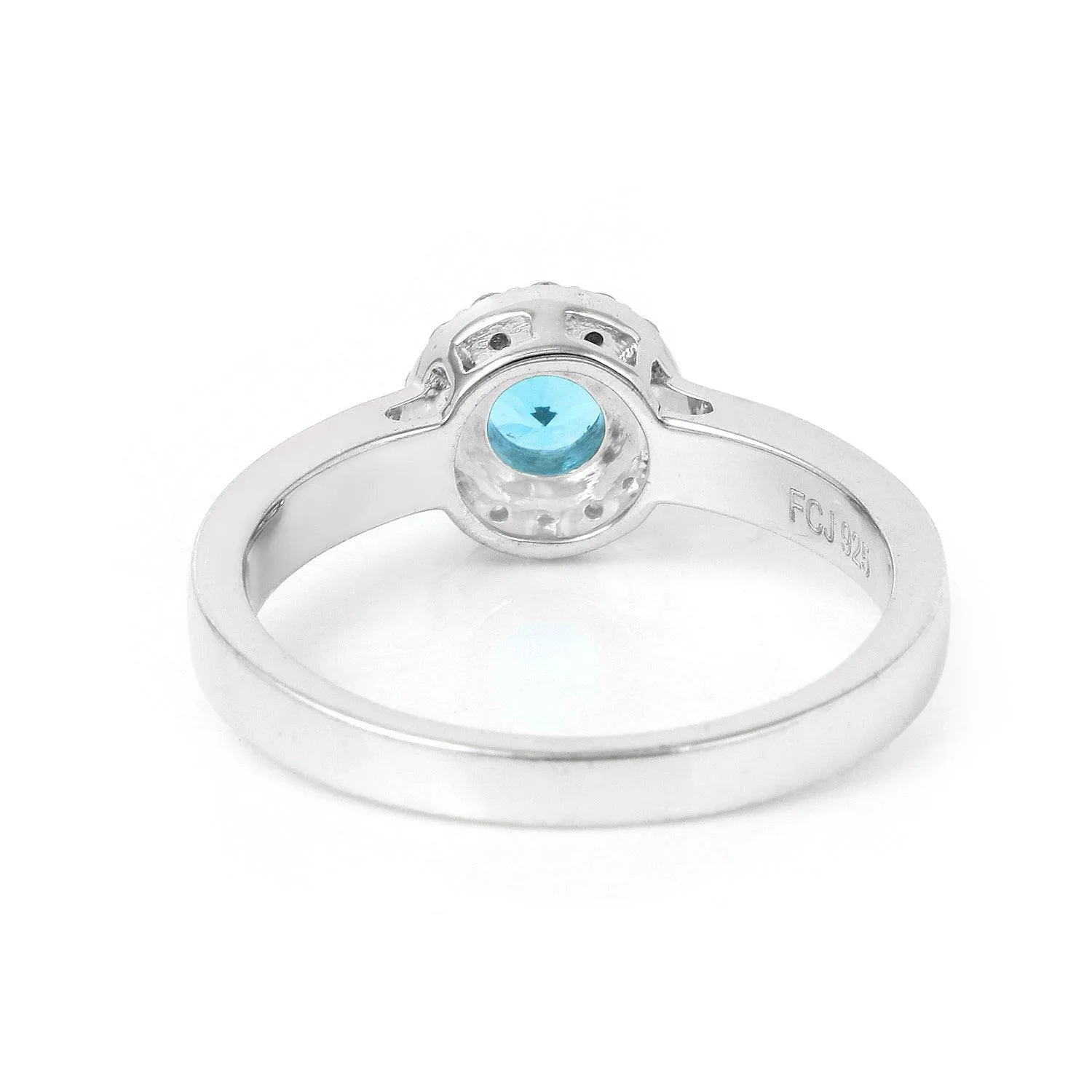 Natural Paraiba Apatite Round Halo Ring