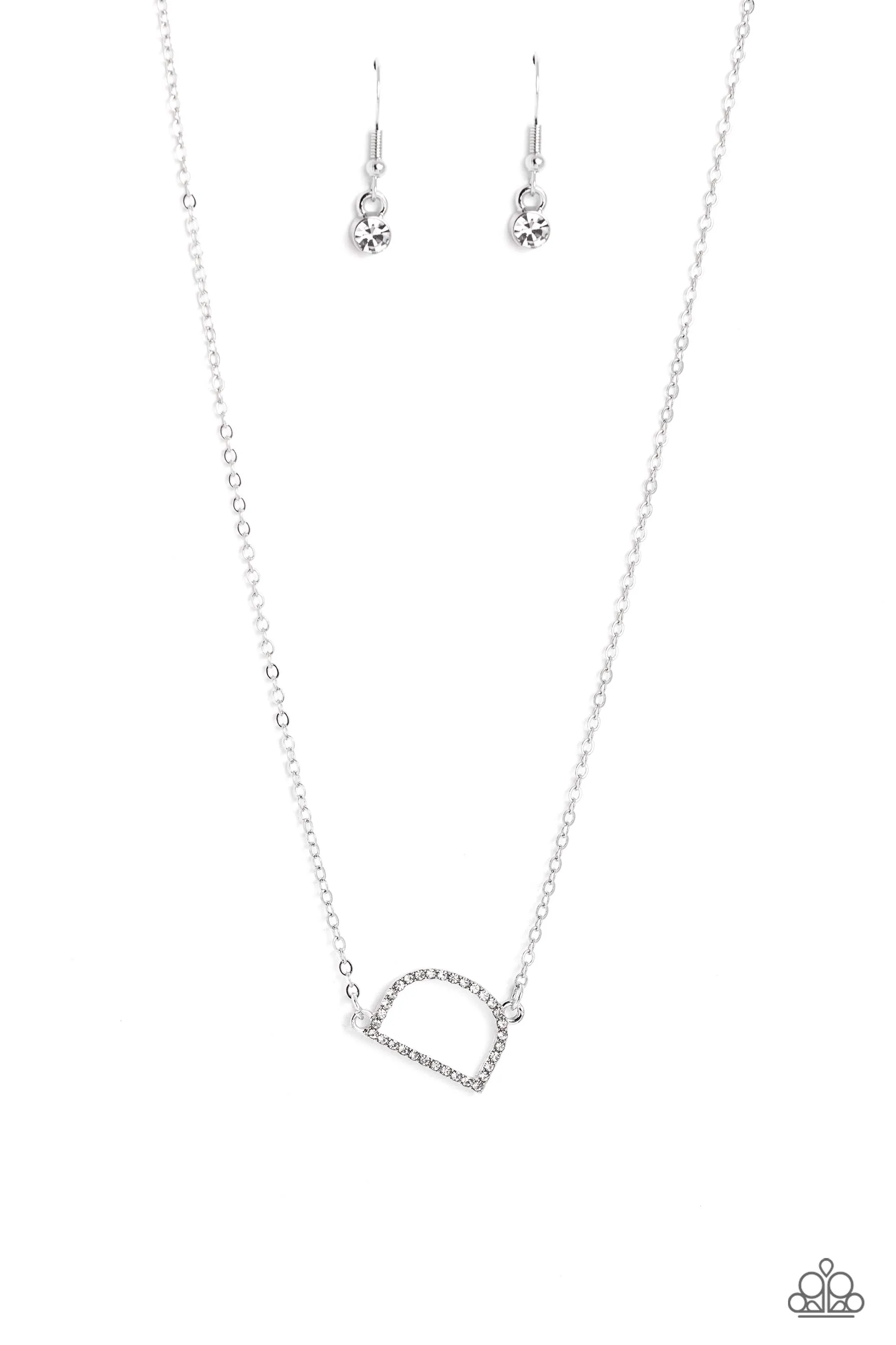 Paparazzi INITIALLY Yours D - White Necklace & Earring Set