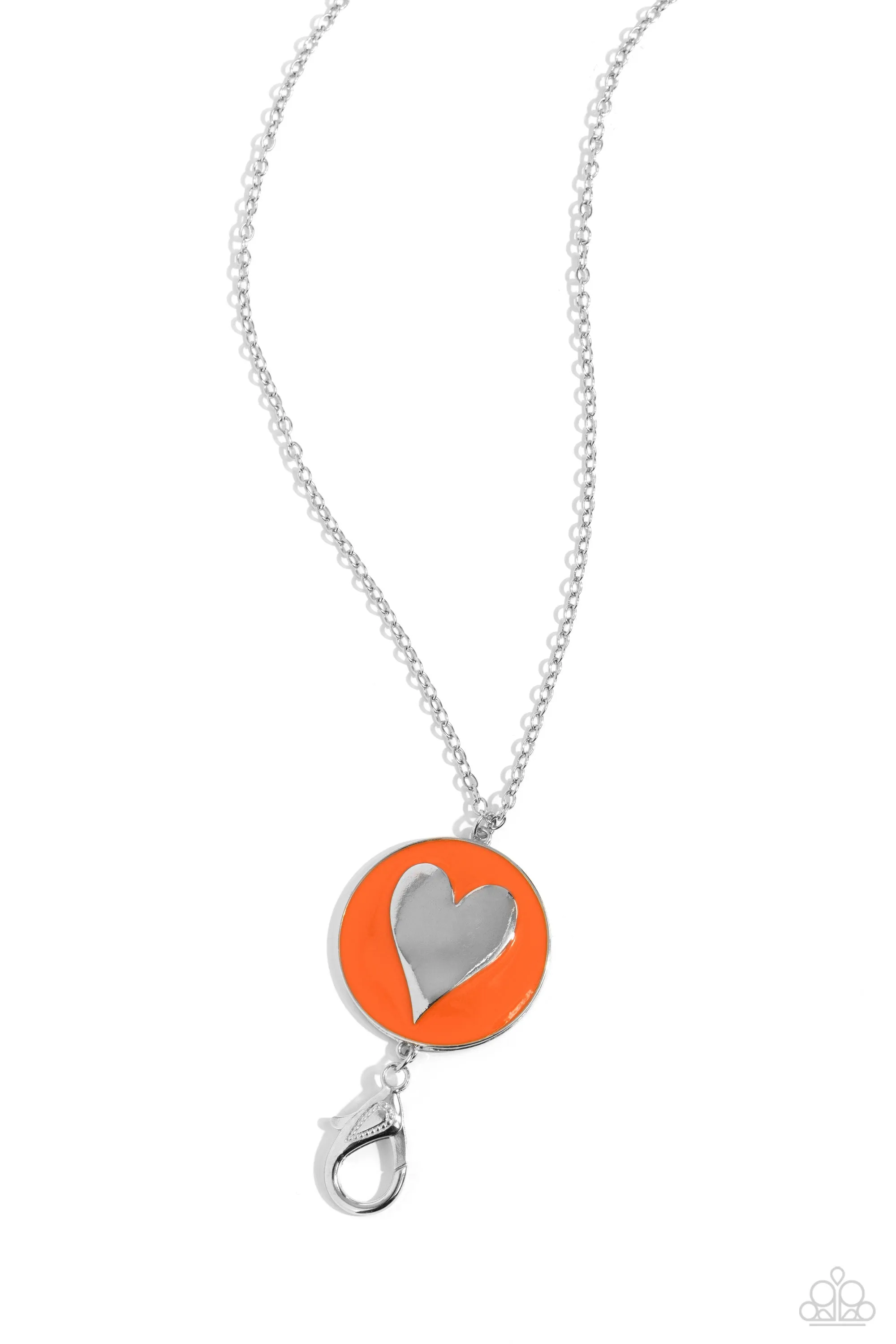 Paparazzi True to Your Heart Orange Lanyard Necklace & Earring Set