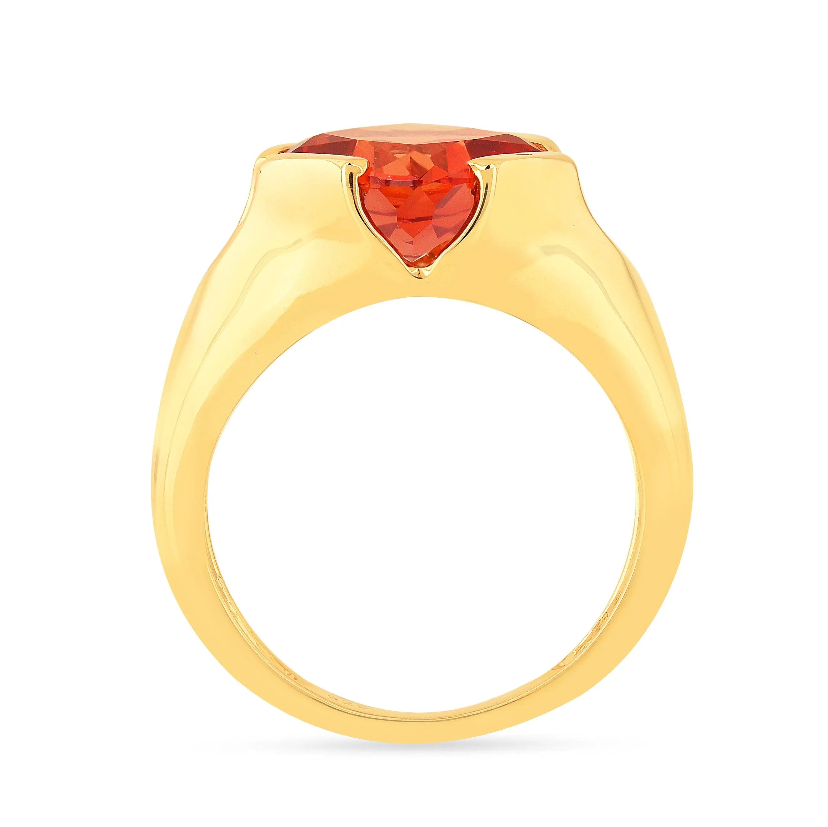 Peach Sapphire Cushion Ring