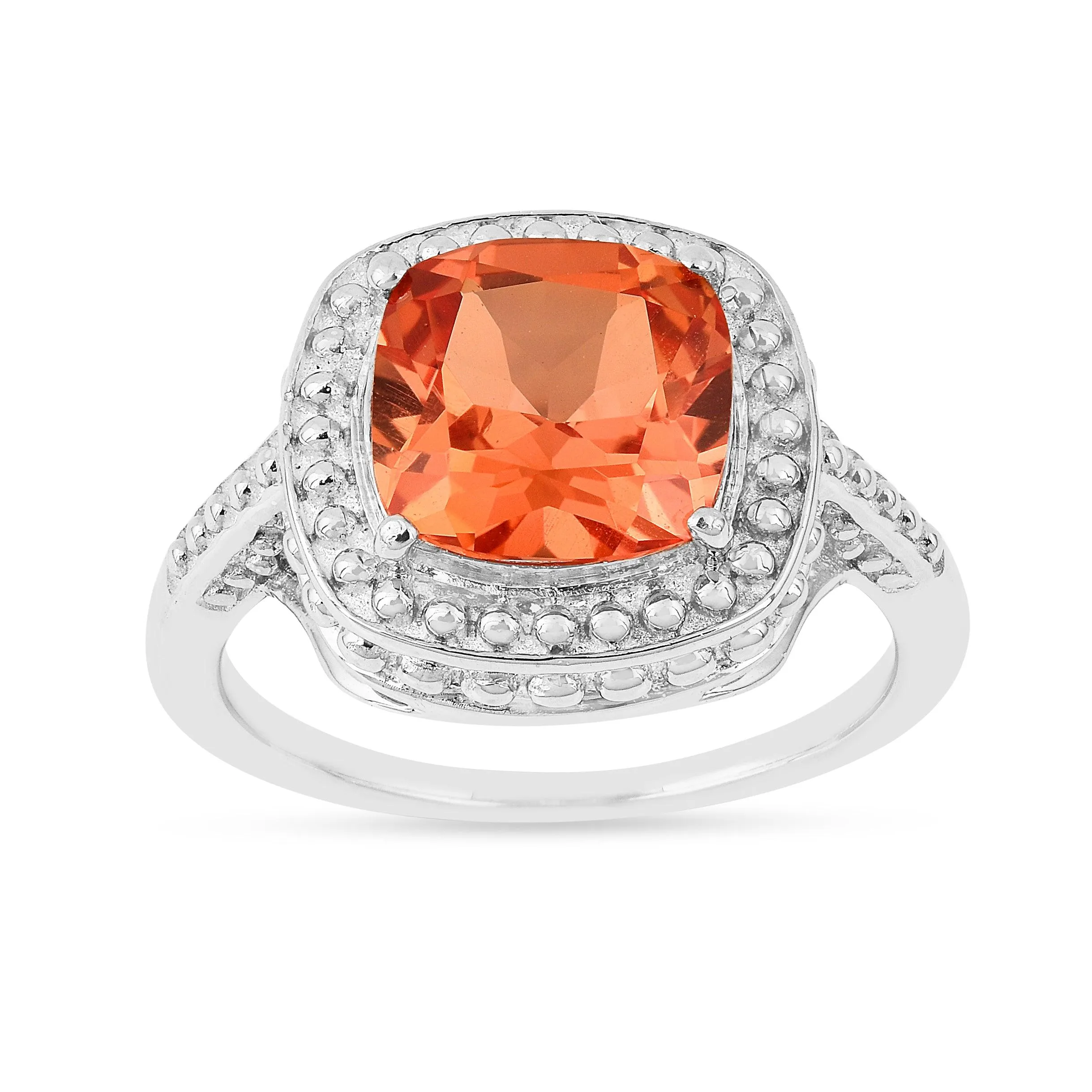 Peach Sapphire Cushion Ring