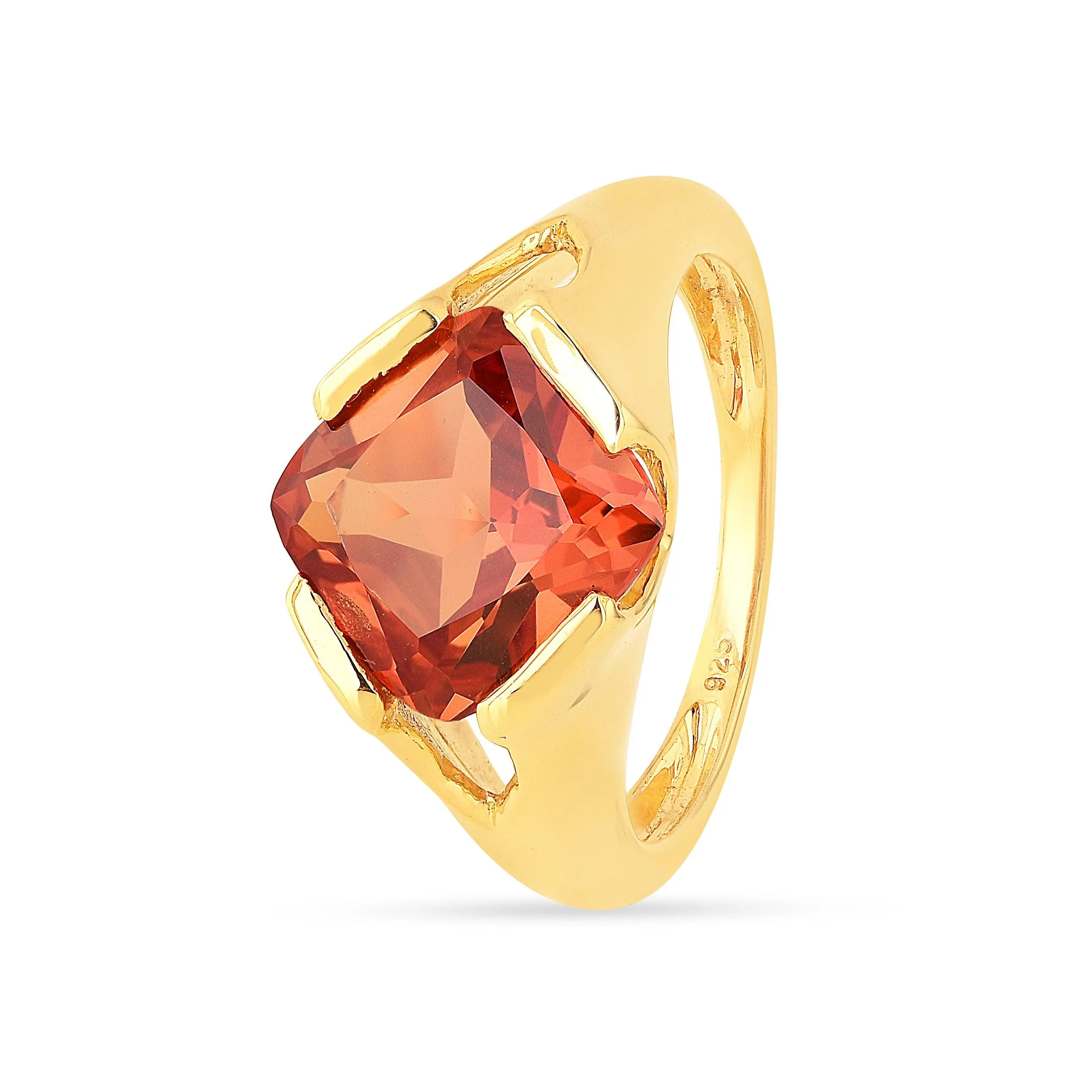 Peach Sapphire Cushion Ring