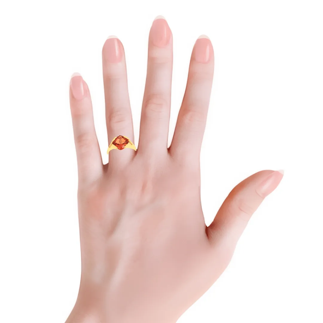 Peach Sapphire Cushion Ring