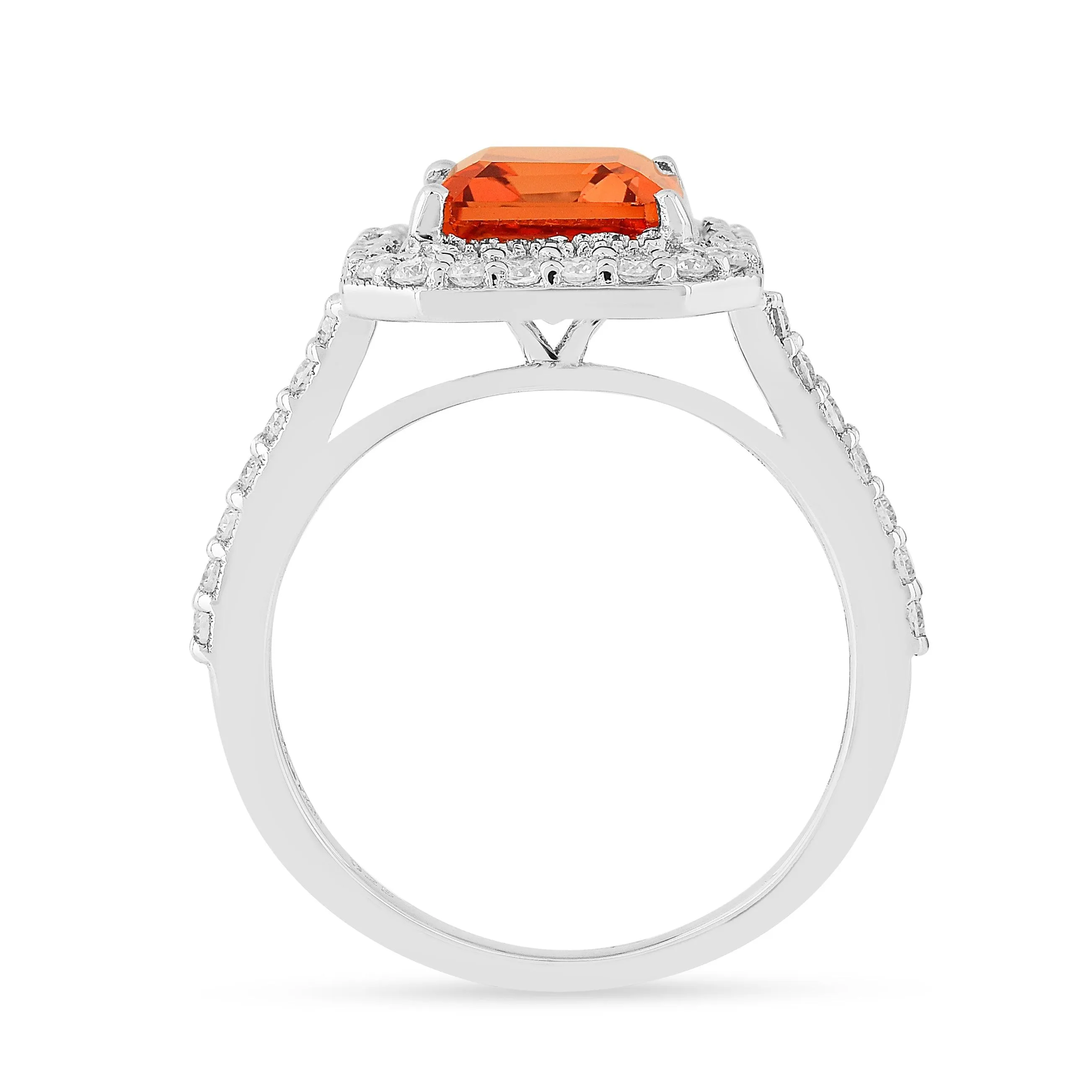 Peach Sapphire Octagon Halo Ring