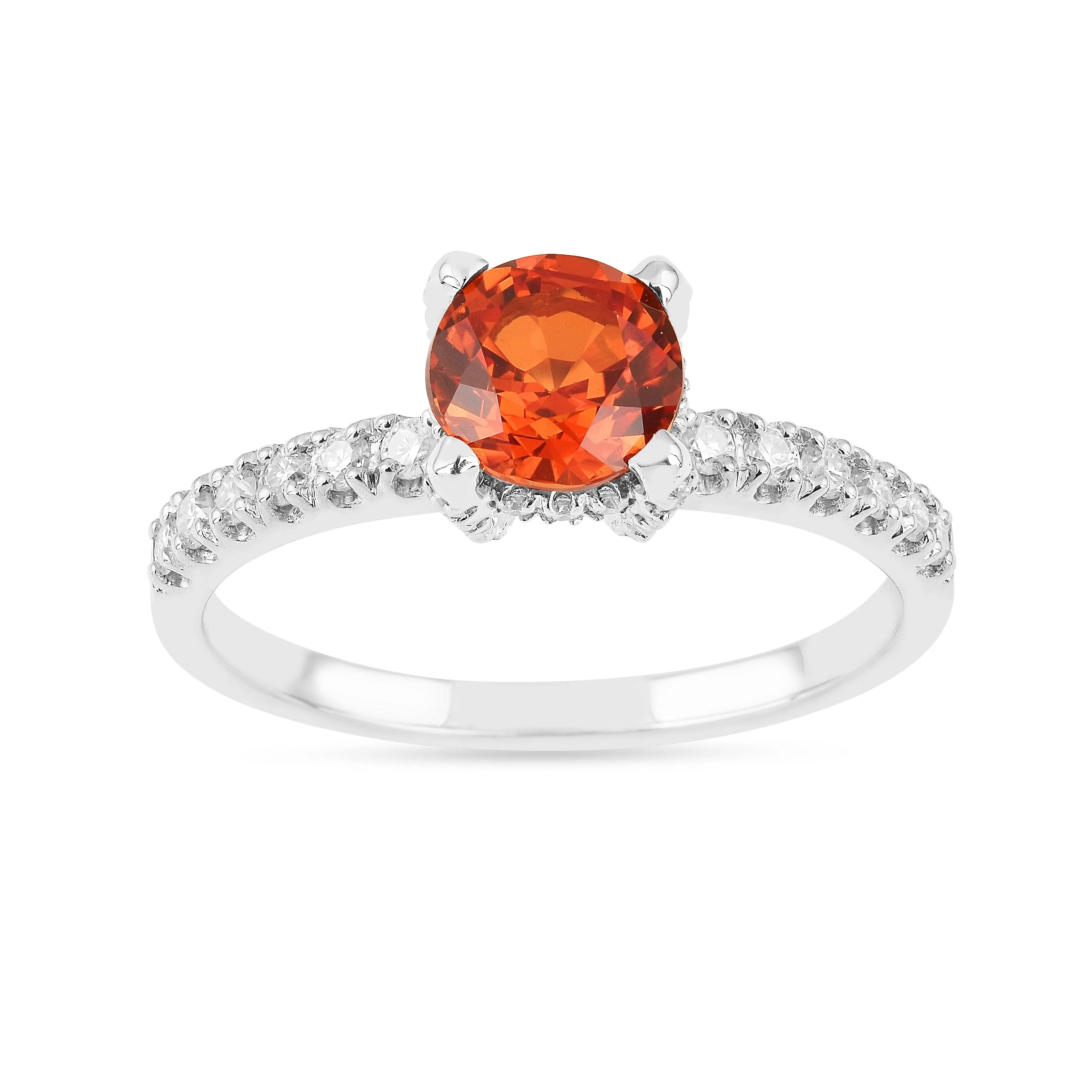 Peach Sapphire Round Solitaire Ring