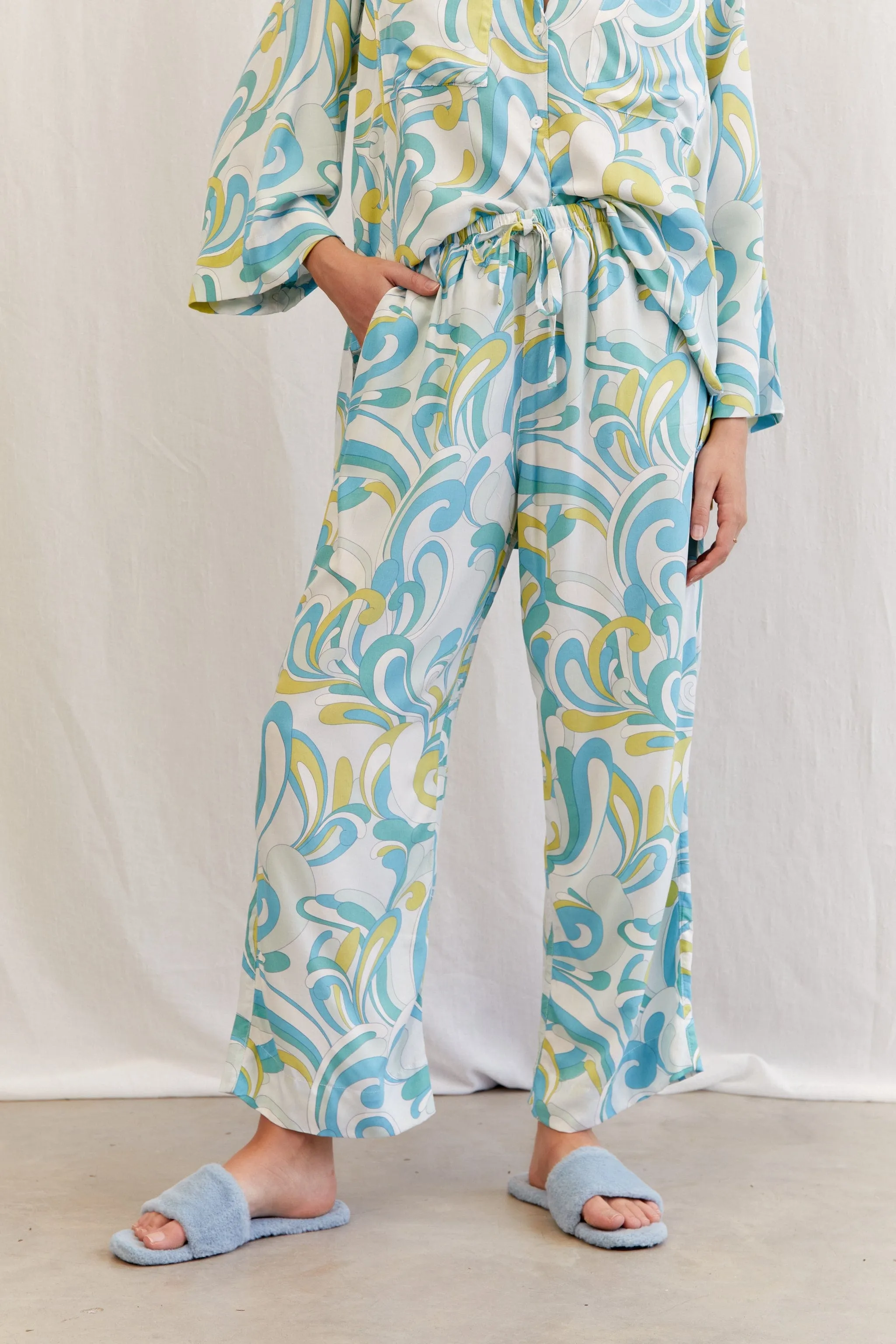 Peta Sleep Set - Pants - Aurora - Blue