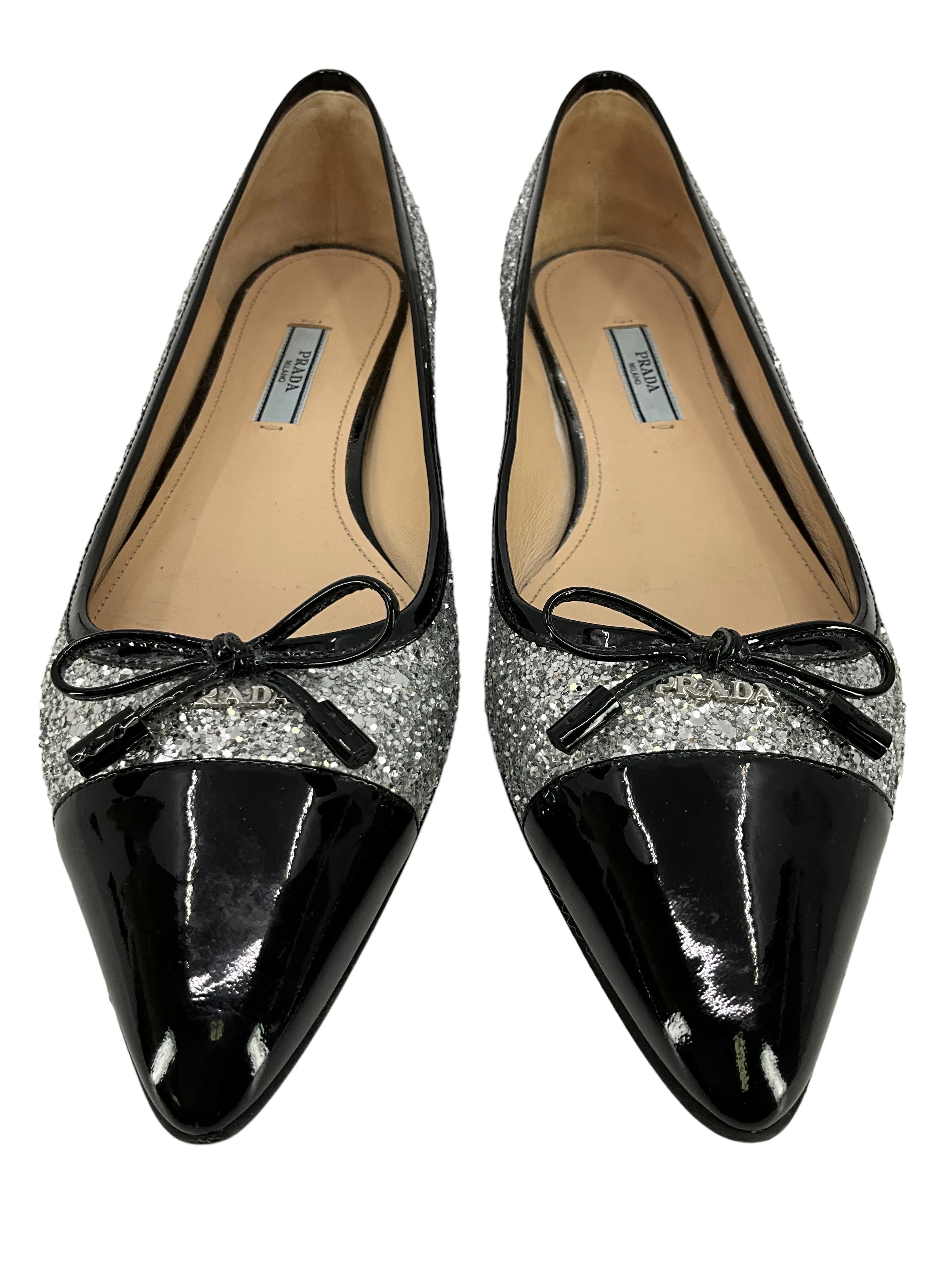 Prada Glitter Ballet Flats Size 9