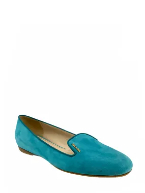 Prada Turquoise Suede Flats Size 8