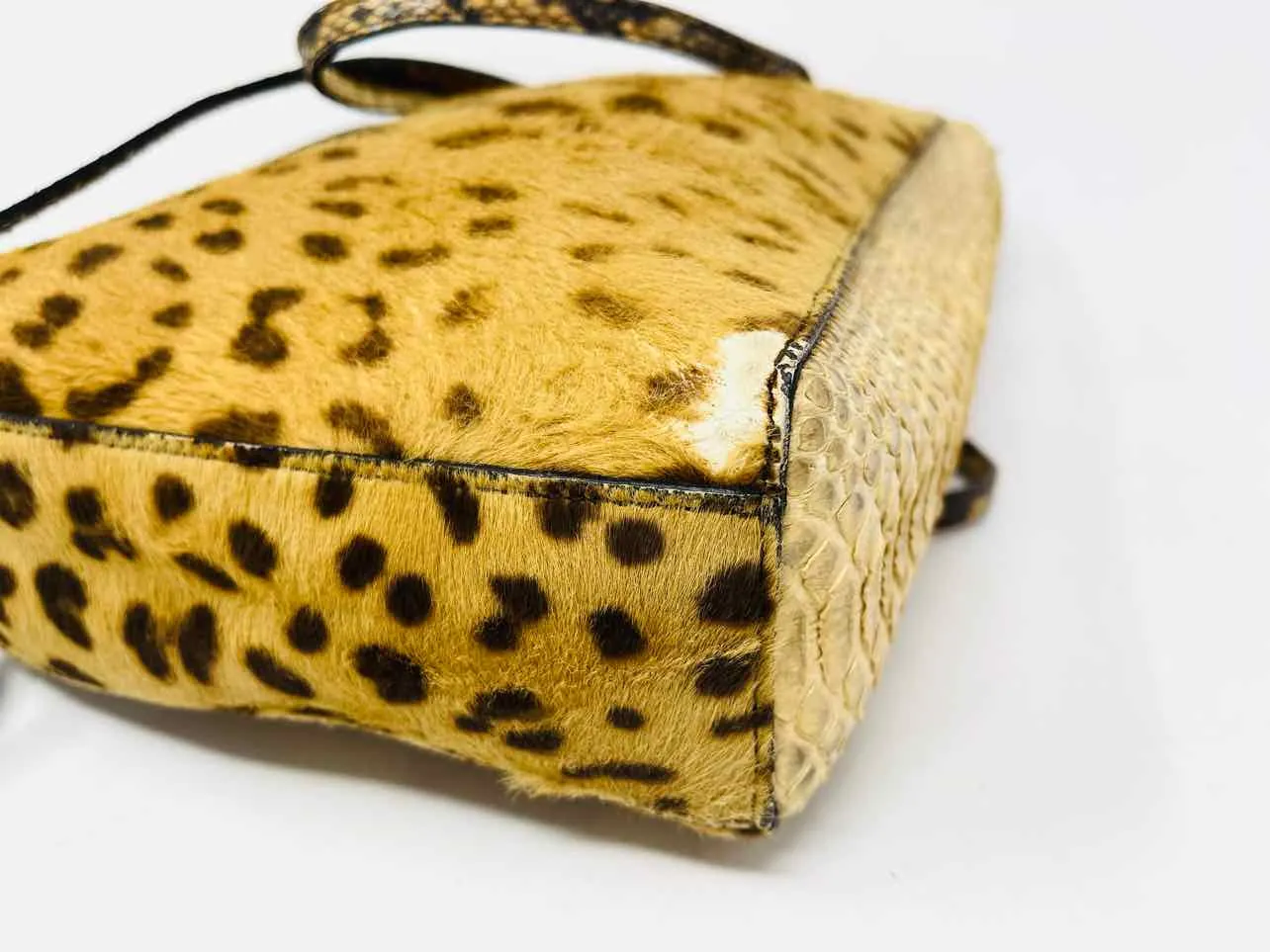 Ralph Lauren Brown/Beige Animal Print Embossed AS IS Designer Crossbody Purse