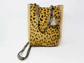 Ralph Lauren Brown/Beige Animal Print Embossed AS IS Designer Crossbody Purse