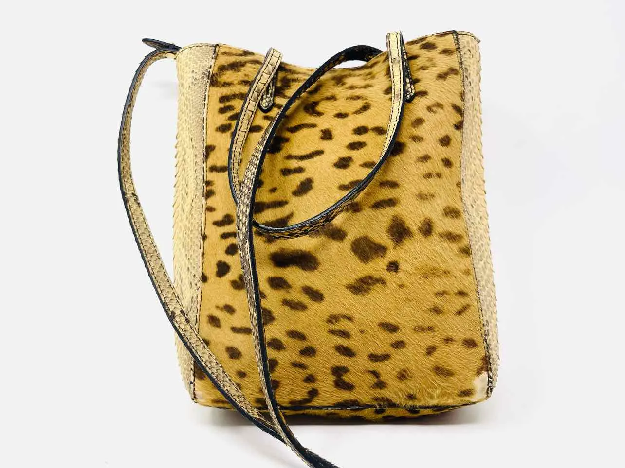 Ralph Lauren Brown/Beige Animal Print Embossed AS IS Designer Crossbody Purse