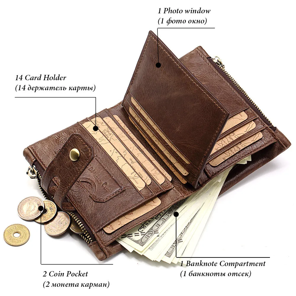 RFID Theft Protection Leather Card Coin Men's Wallet