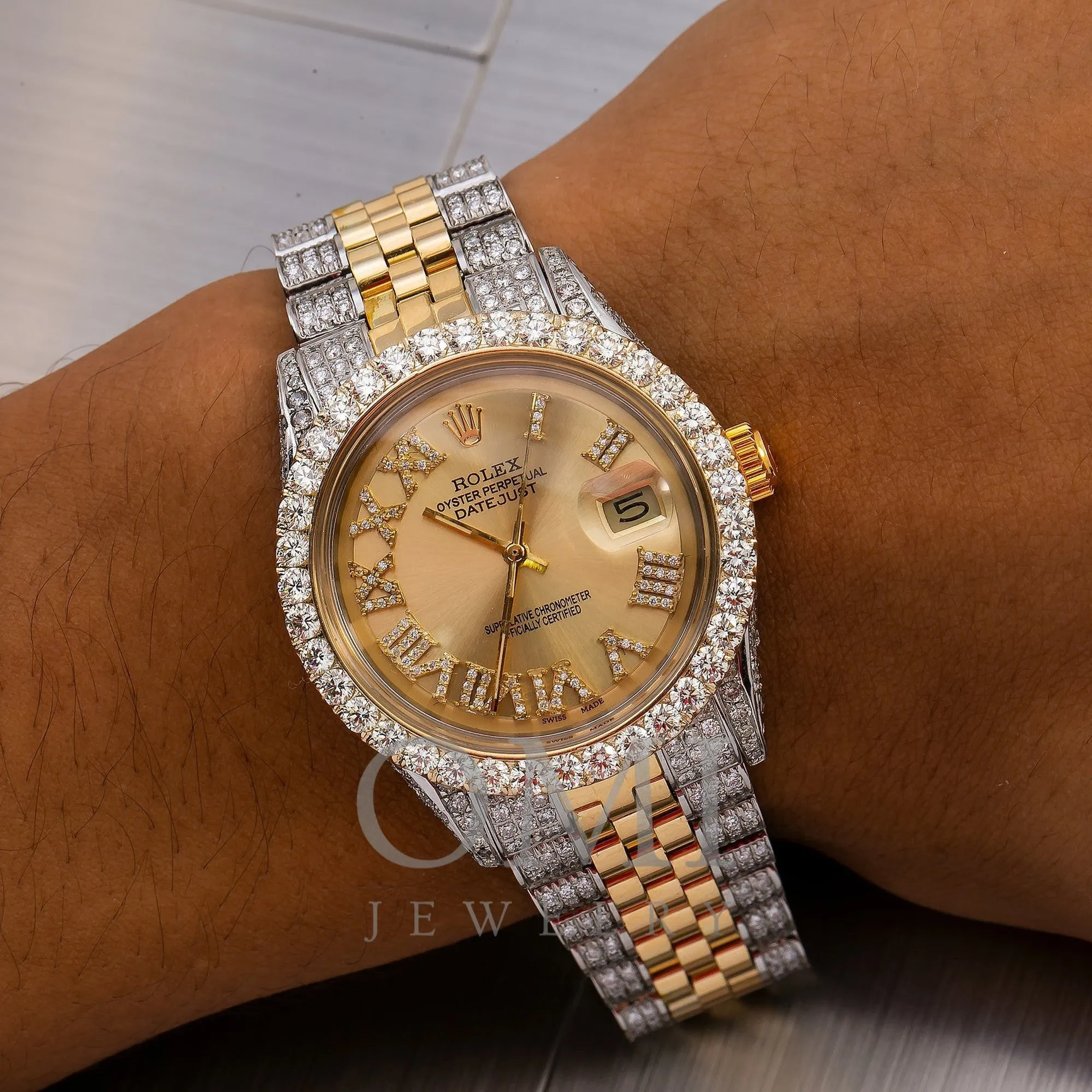 Rolex Datejust 1601 36MM Champagne Diamond Dial With 6.75 CT Diamonds