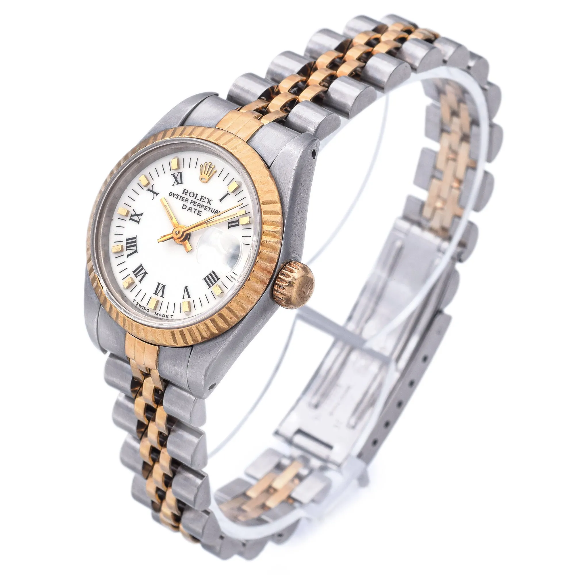 Rolex Datejust White Dial 18K Gold/SS Automatic Women's Watch Ref 69173