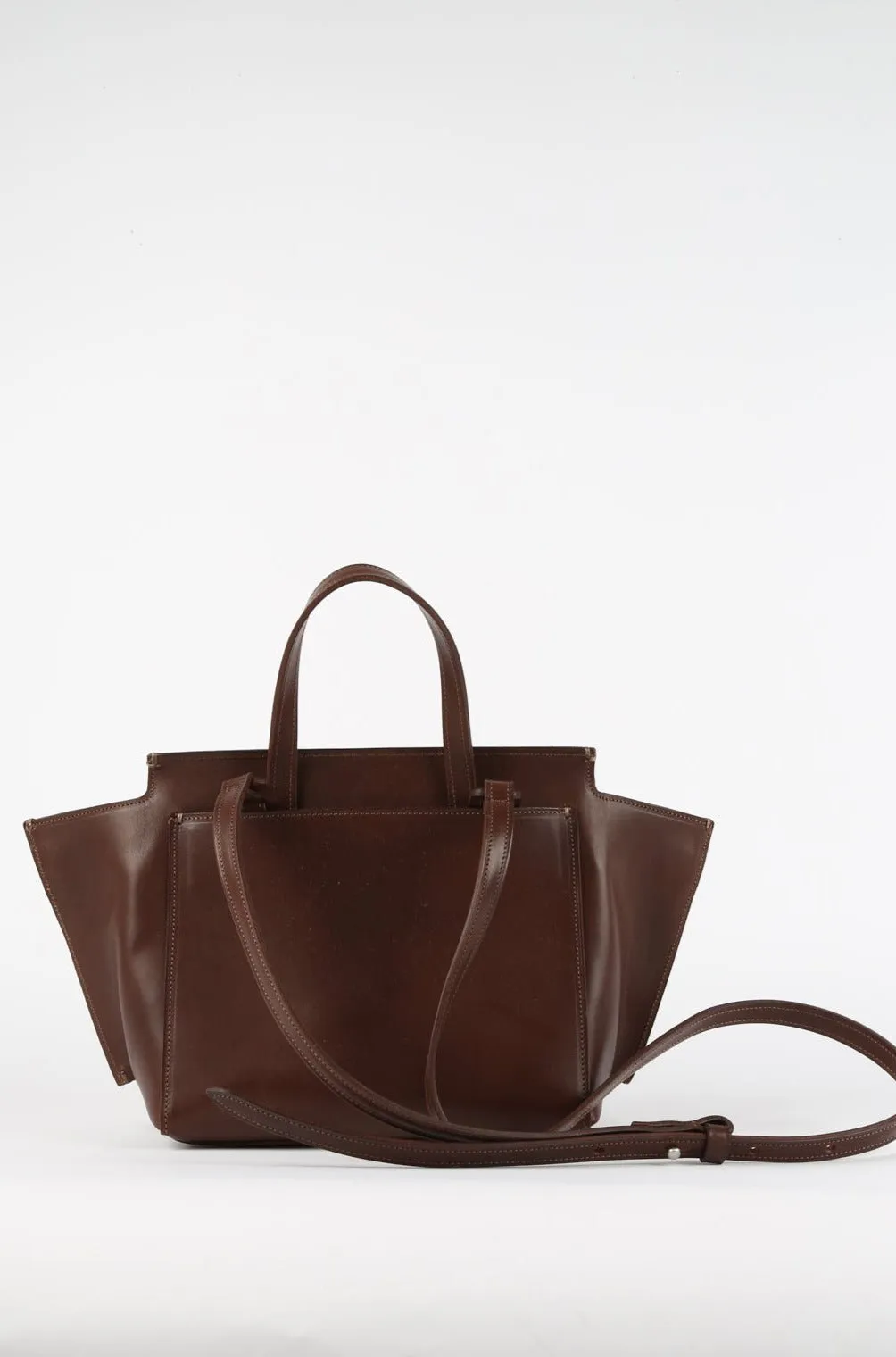 ROSA CONVERTIBLE HANDBAG IN ITALIAN LEATHER DARK BROWN