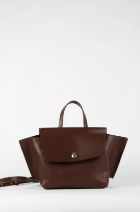 ROSA CONVERTIBLE HANDBAG IN ITALIAN LEATHER DARK BROWN