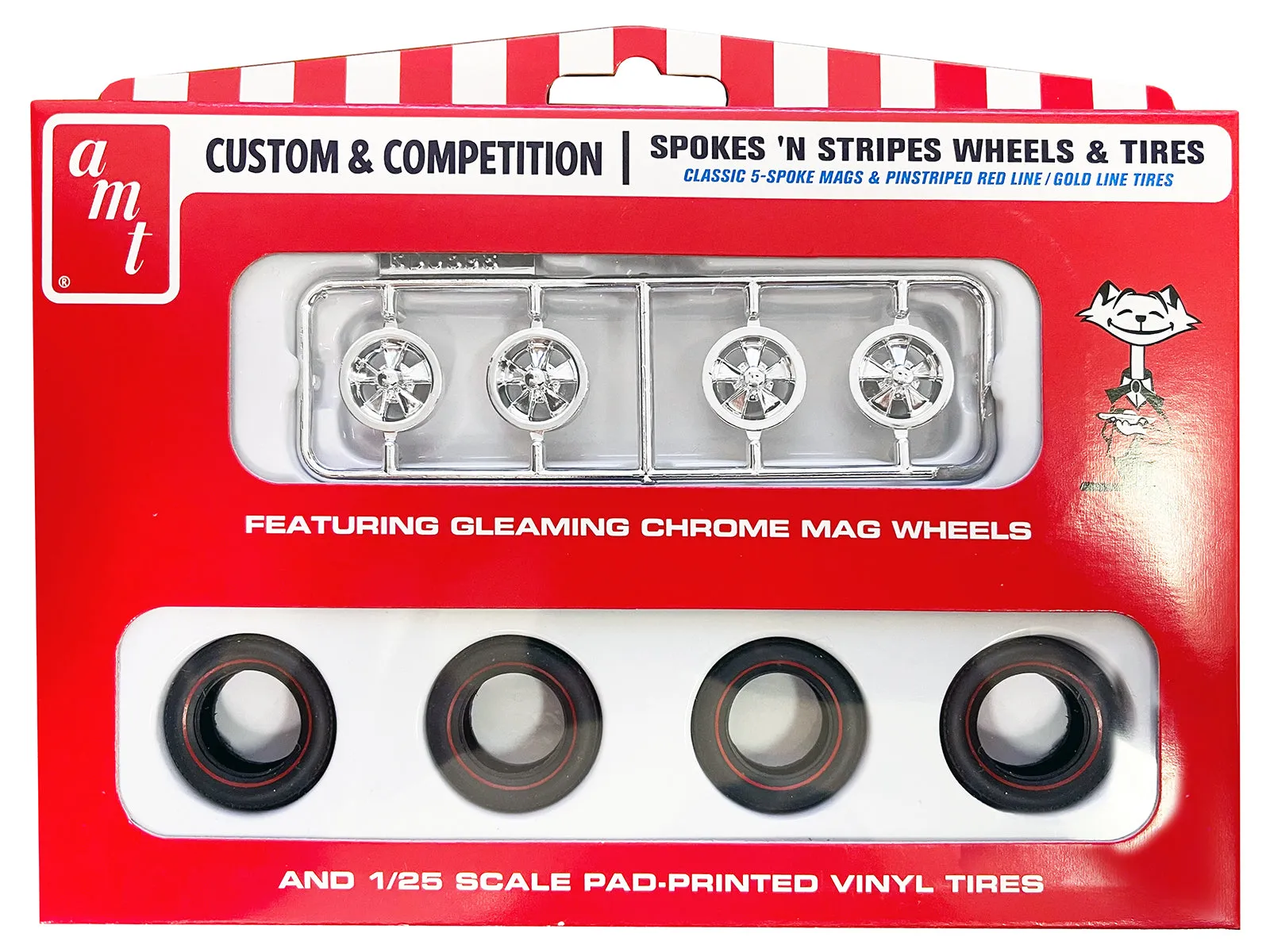 Skill 2 Model Kit Spokes 'N Stripes Wheels and Tires Set of 4 Pieces 1/25 Scale Model by AMT