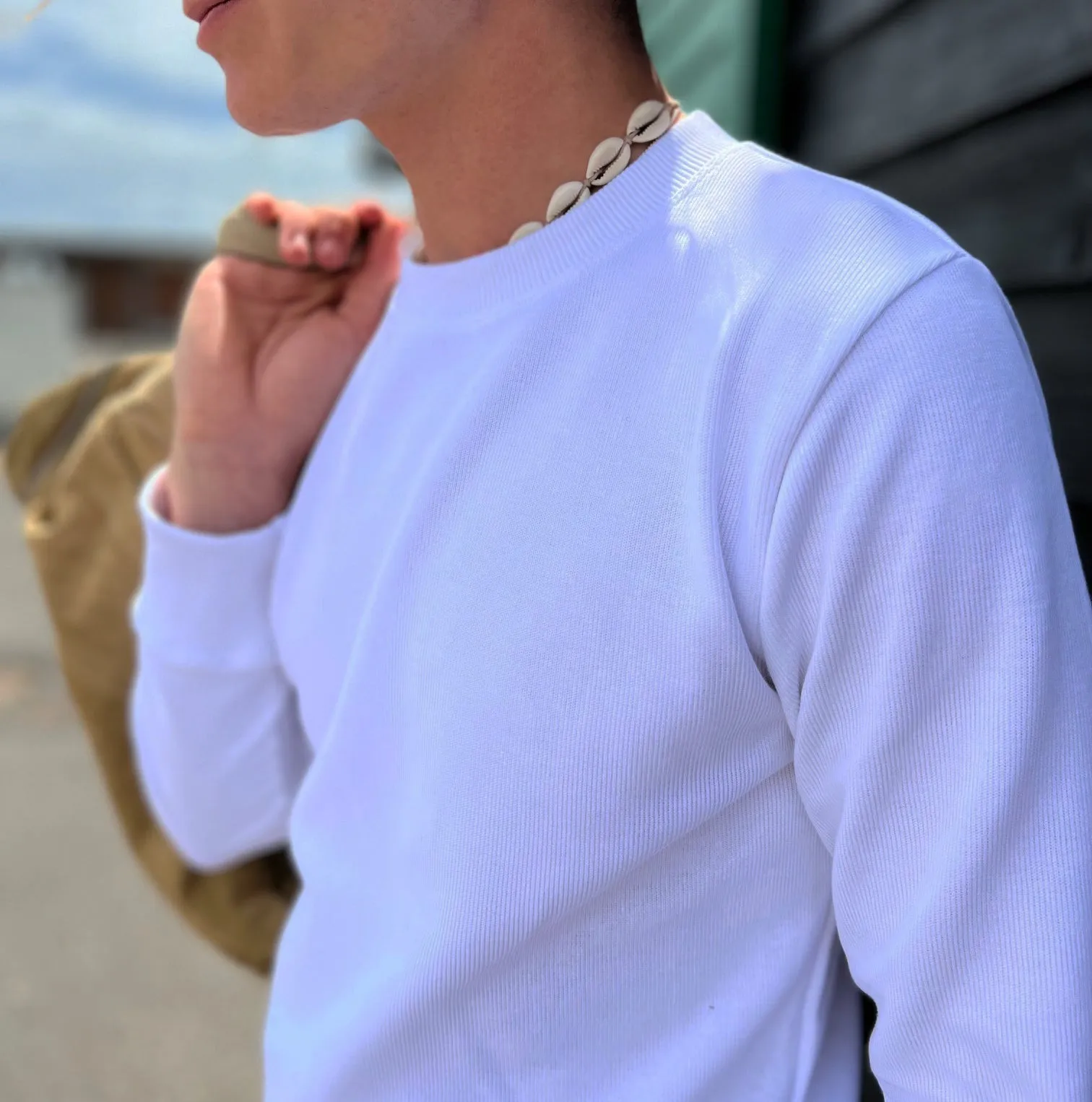 THE NEW CADET HEAVY LONG SLEEVE CREW - WHITE