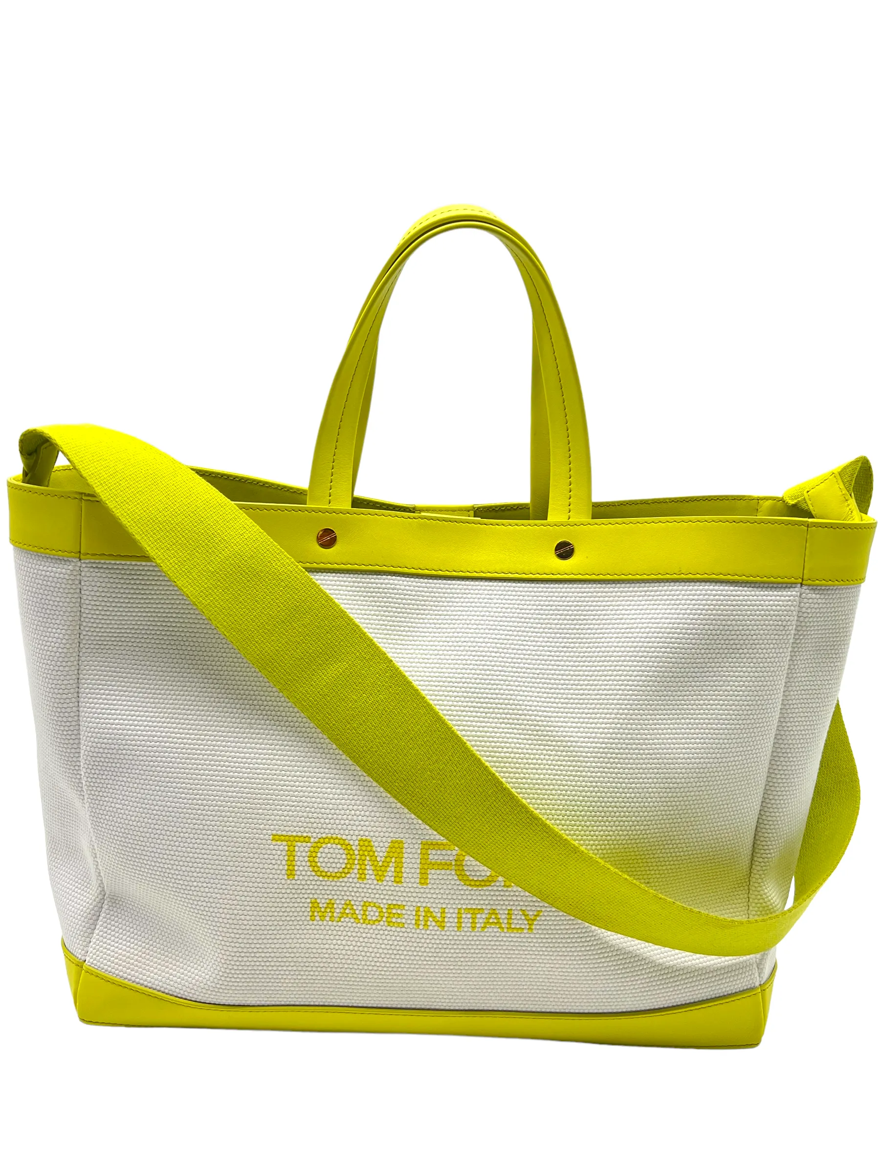 Tom Ford Acid Canvas Medium T Screw Logo Tote