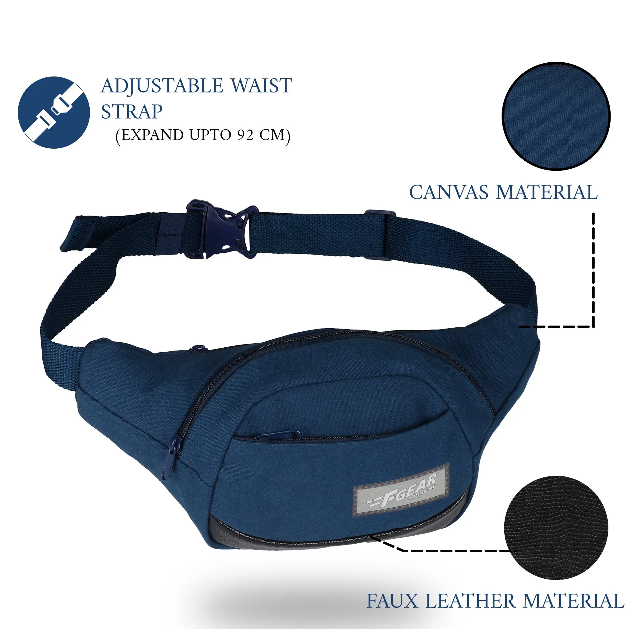 Touche Navy Canvas 4L Waist Pouch