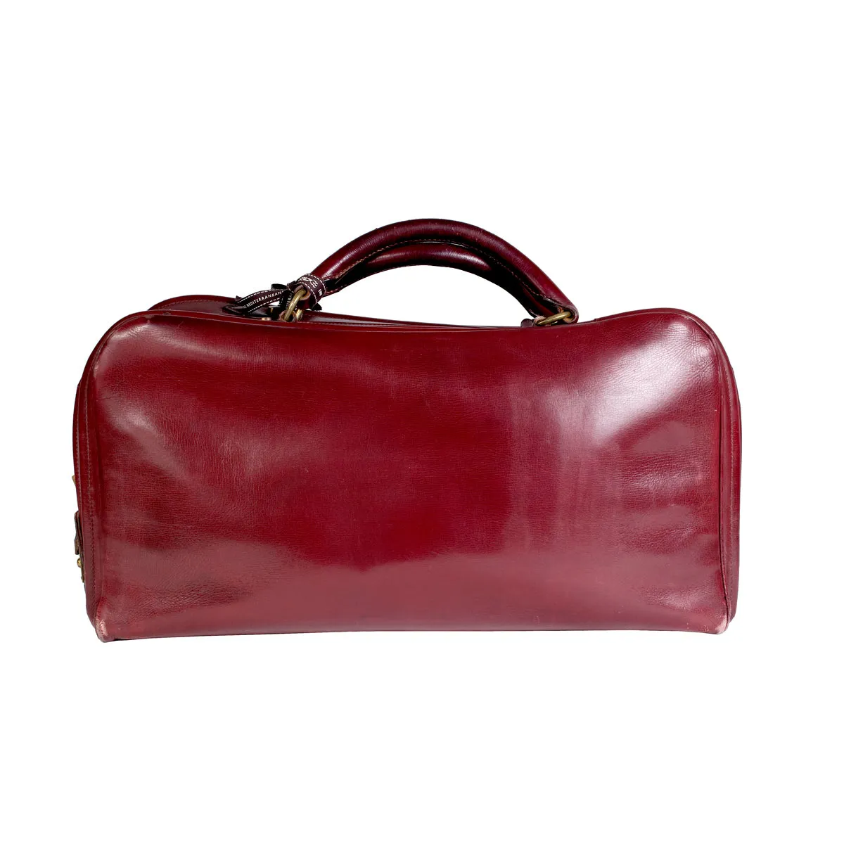 Vintage Burgundy Leather Short Travel Bag