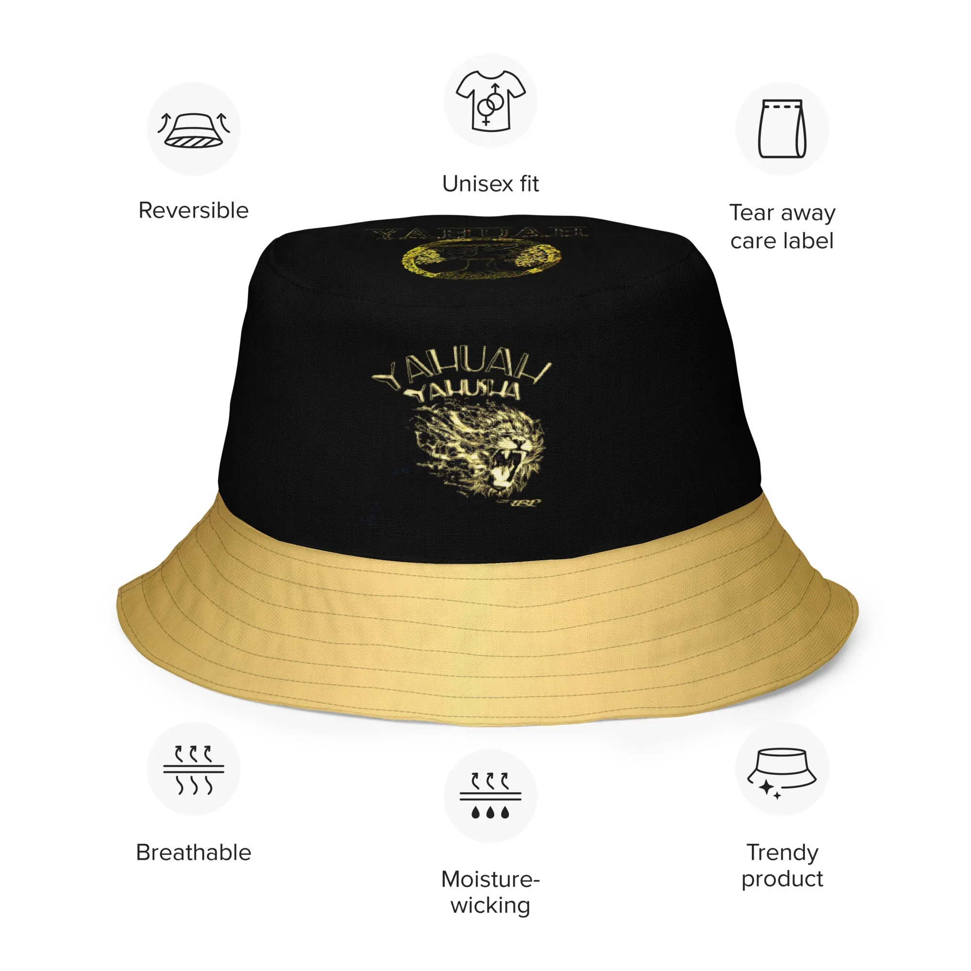 Yahuah Yahusha 01-05 Designer Reversible Bucket Hat